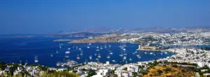 view of bodrum harbor and castle of st. peter