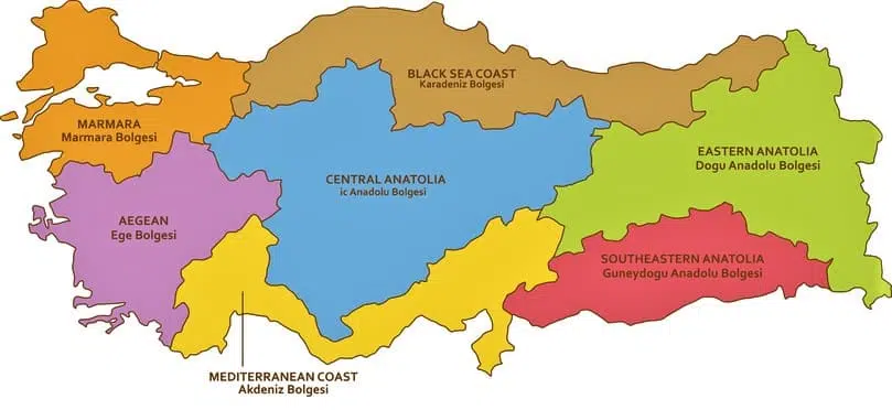 seven regions of turkey