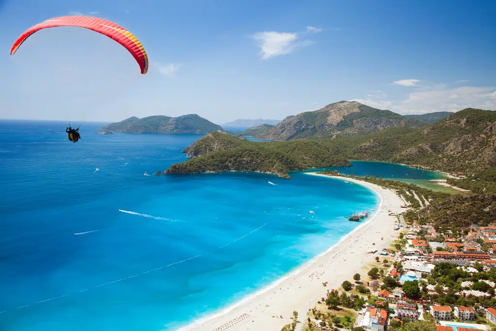 aerial view of blue lagoon in oludeniz, turkey