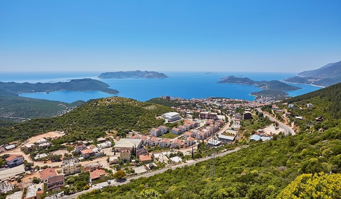 panoramic view of popular resort city Kas in Turkey
