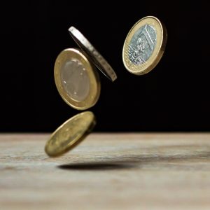 euros falling onto a table