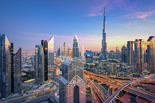 dubai city center skyline with luxury skyscrapers, united arab e