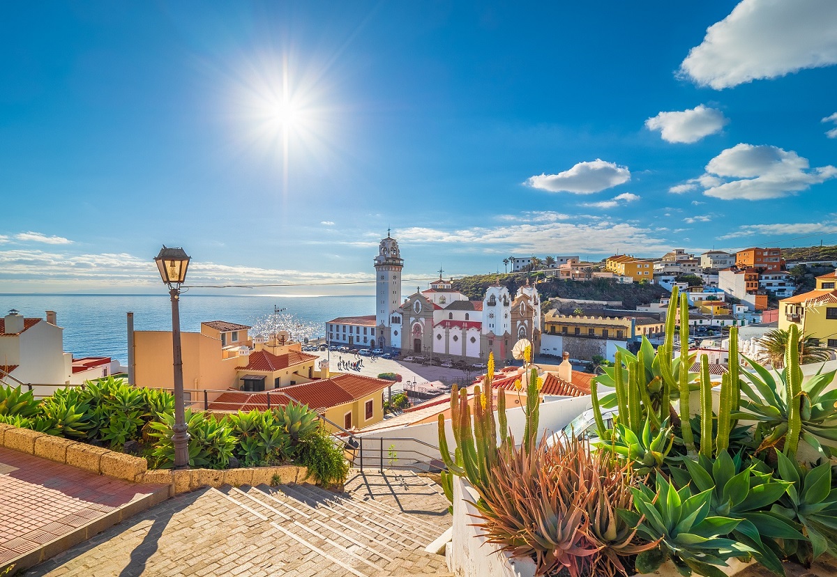 landscape with candelaria town on tenerife, canary islands, spai
