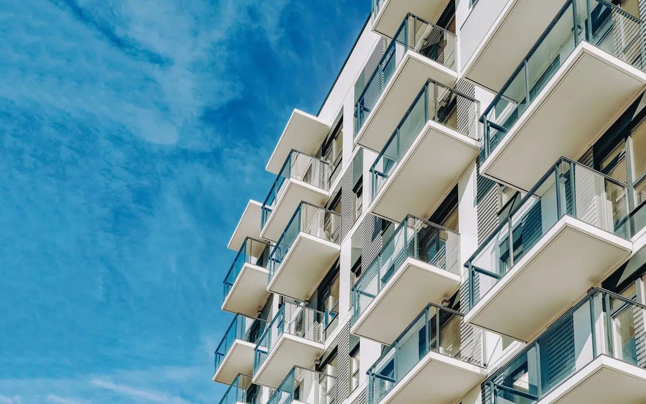 detail of modern residential apartment flat building exterior