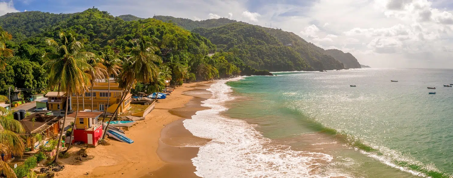 beautiful tropical barbados island. view of the golden beach wit