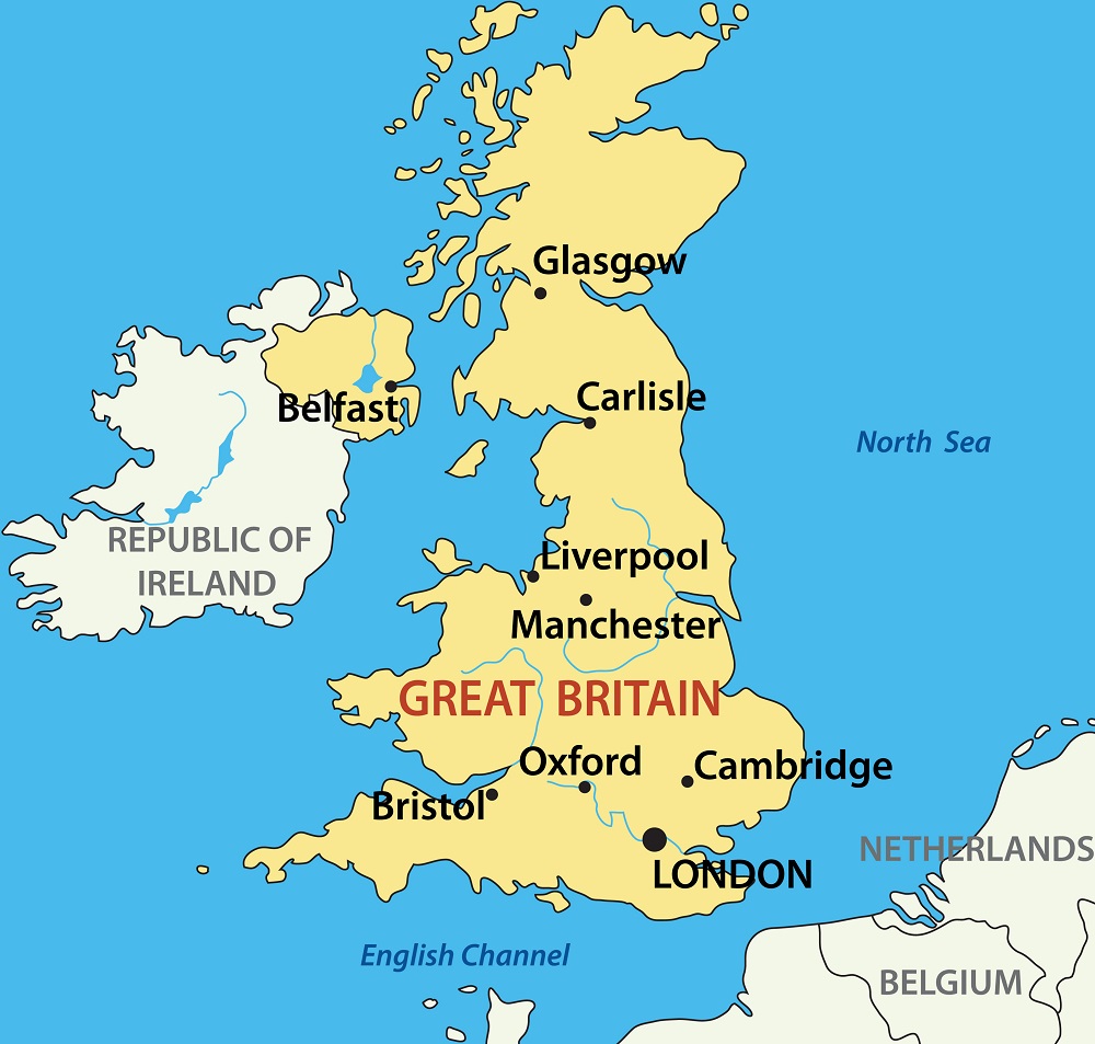 vector illustration map of the united kingdom of great britain