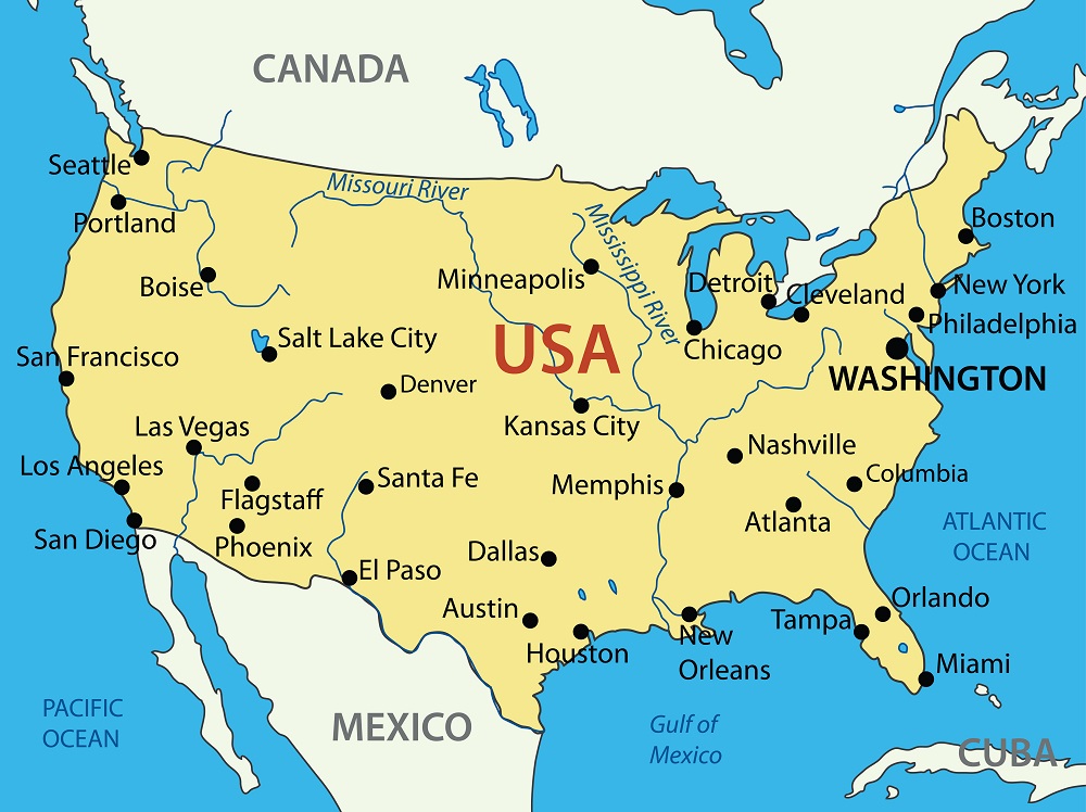 the united states of america vector map