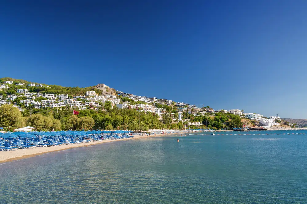 sunny view of ortakent near bodrum, mugla, turkey.